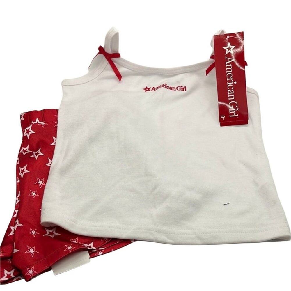 American Girl Starry Dreams Red & White Pj's Tank Set Satin Pants XS(6)